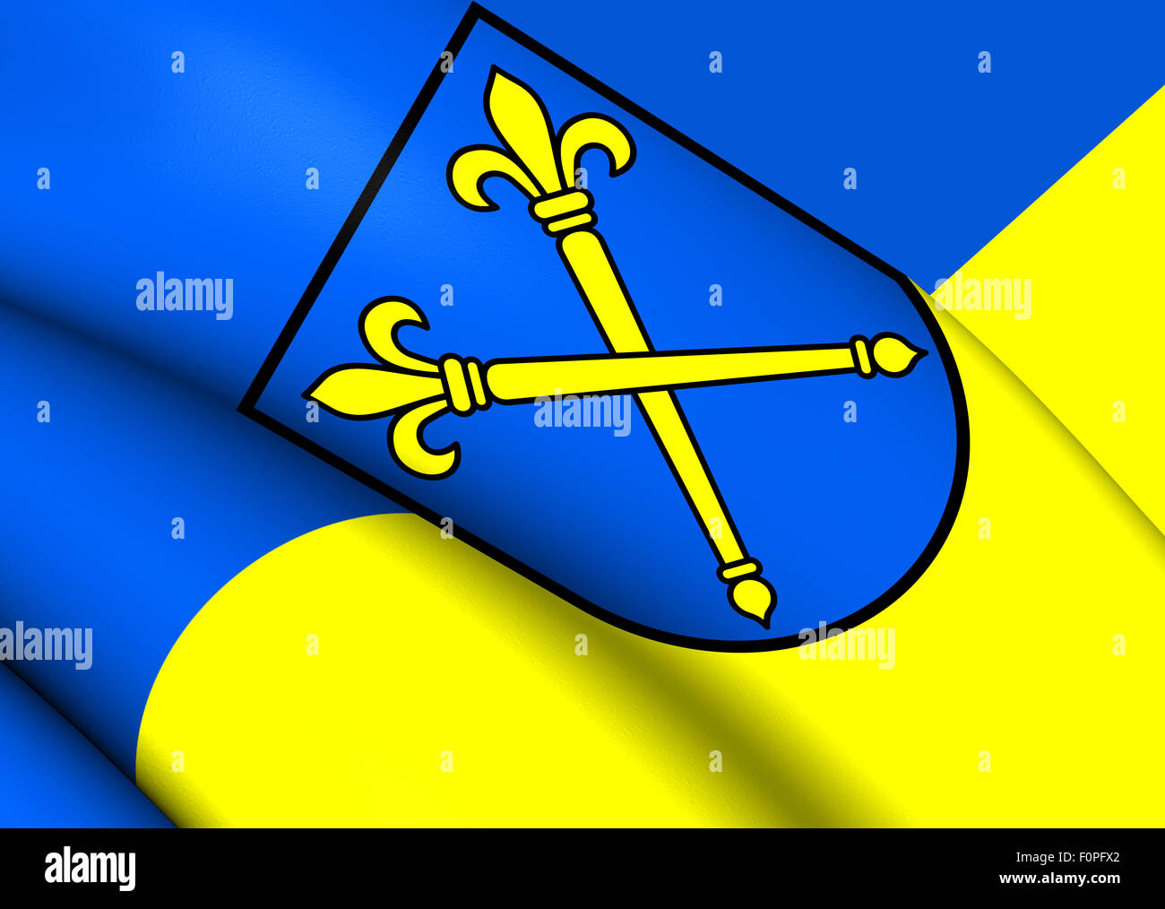 Flag of Eggelsberg, Austria. Close Up. Stock Photo