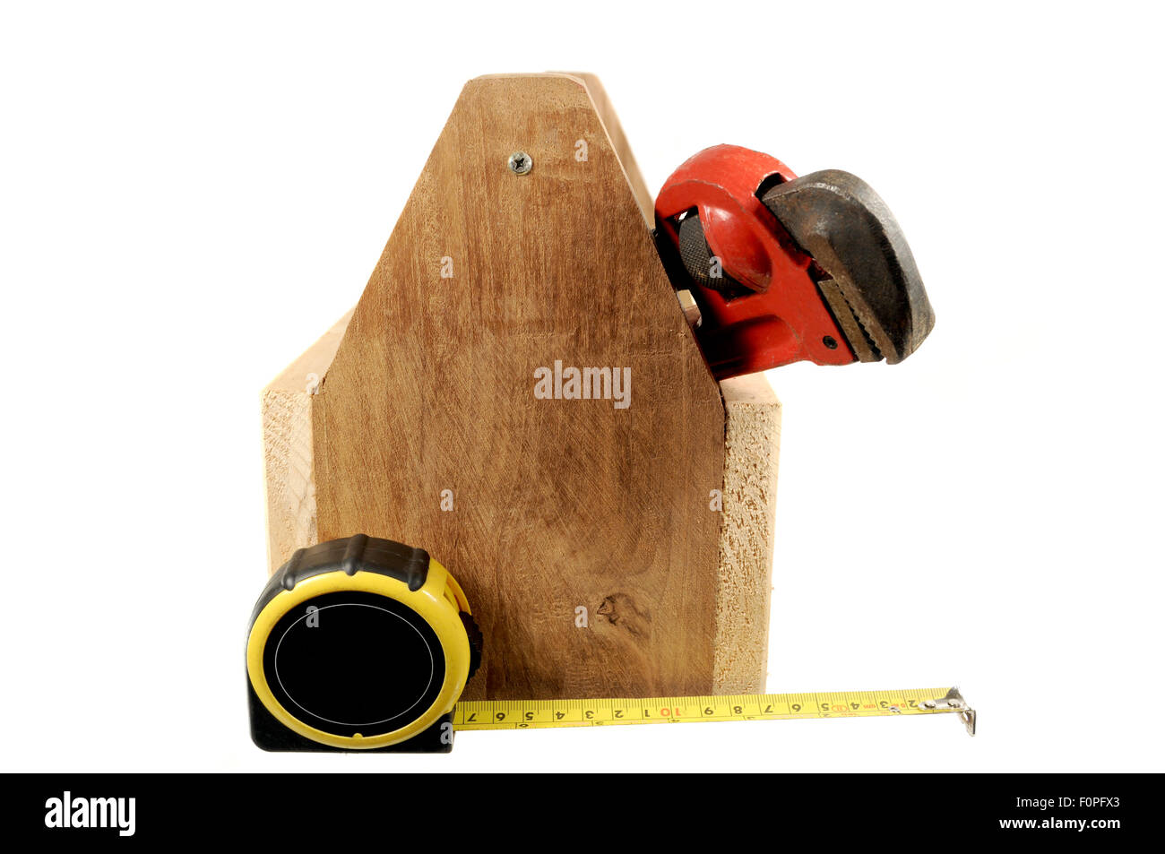 Wooden tool box with tools isolated on a white background Stock Photo ...