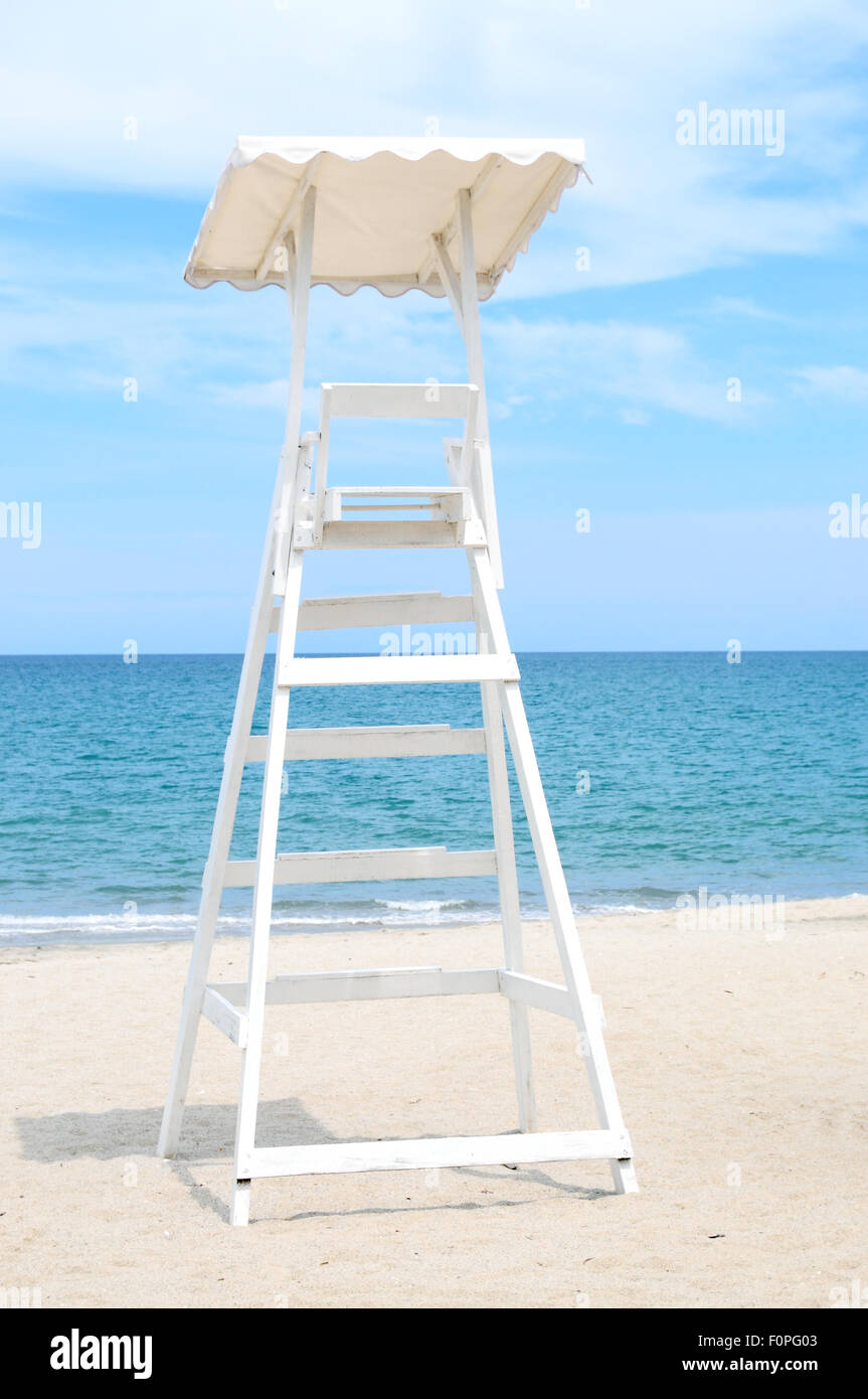 Lonely lifeguard tower on an empty beach Stock Photo