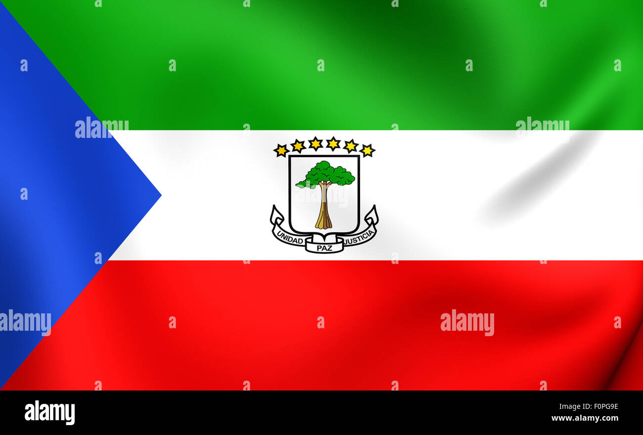 Flag of Equatorial Guinea. Close Up. Stock Photo