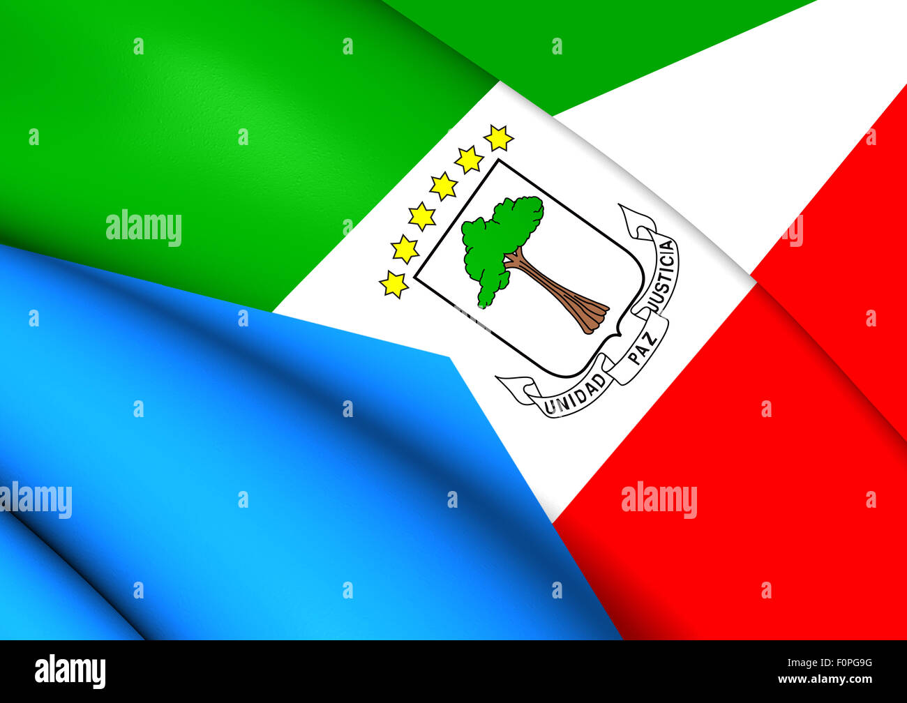 Flag of Equatorial Guinea. Close Up. Stock Photo