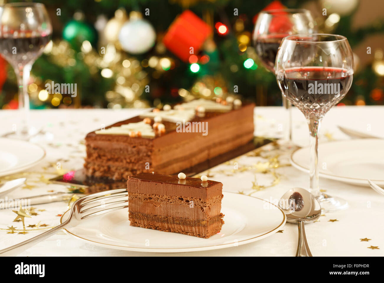 Fine dining at home at Christmas time Stock Photo
