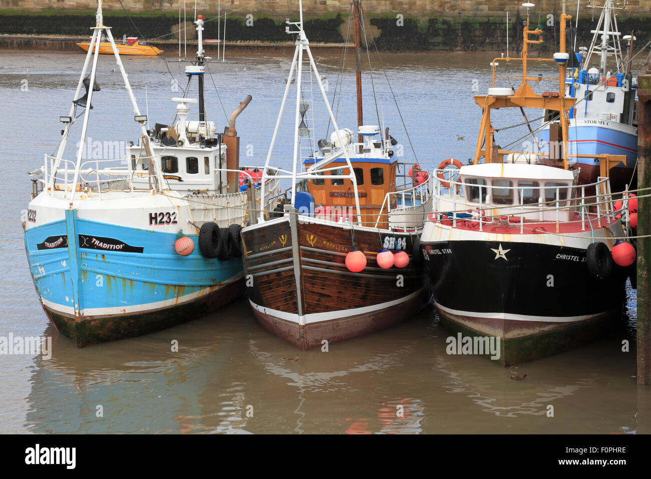 Fishing trawlers in the harbour, Bridlington, East Yorkshire, England, UK. Stock Photo