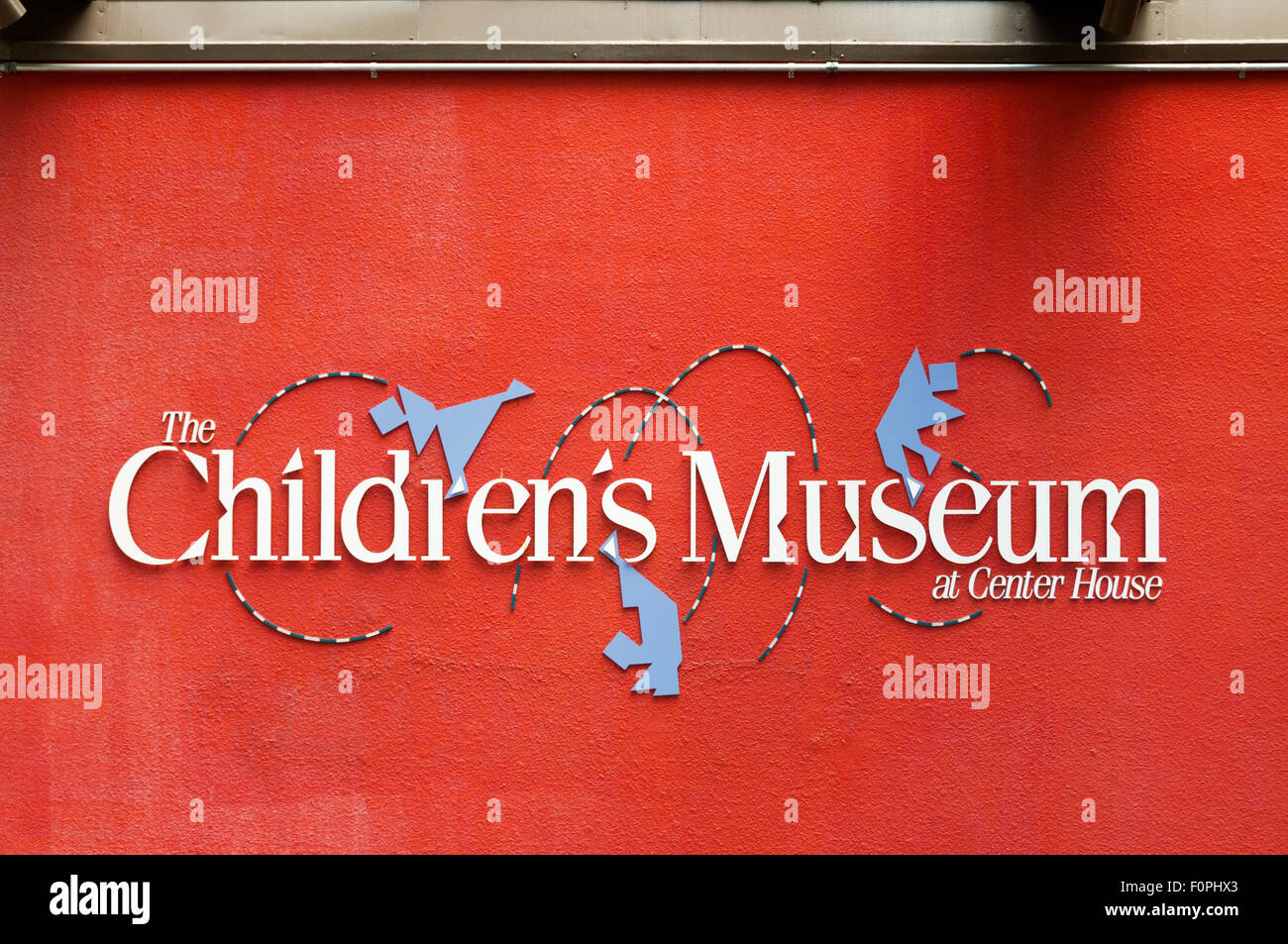A sign for The Children's Museum at Center House at the Seattle Center. Stock Photo