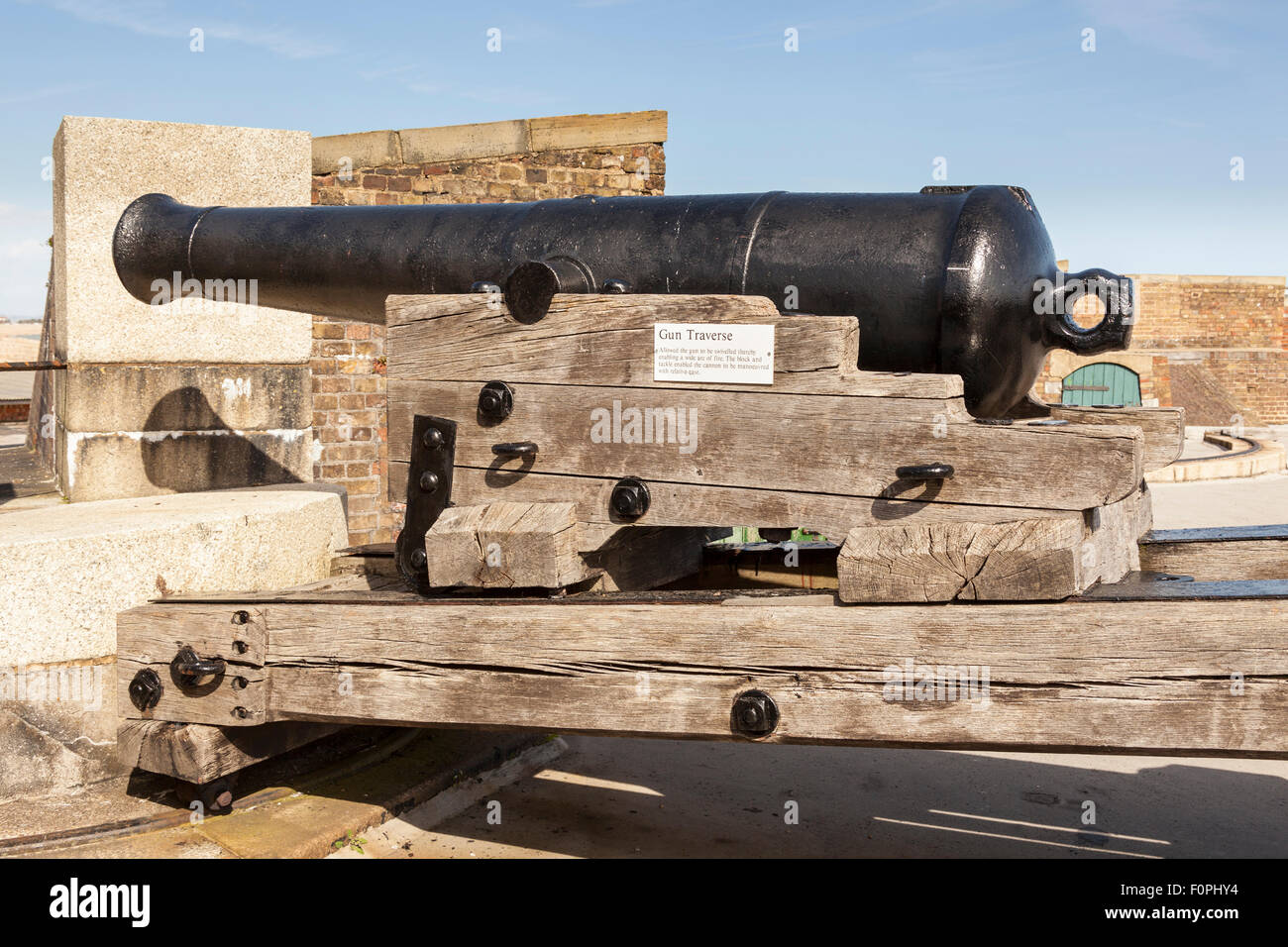 Gun emplacement, Redoubt Fortress and Military Museum, Royal Parade, Eastbourne, East Sussex, England Stock Photo