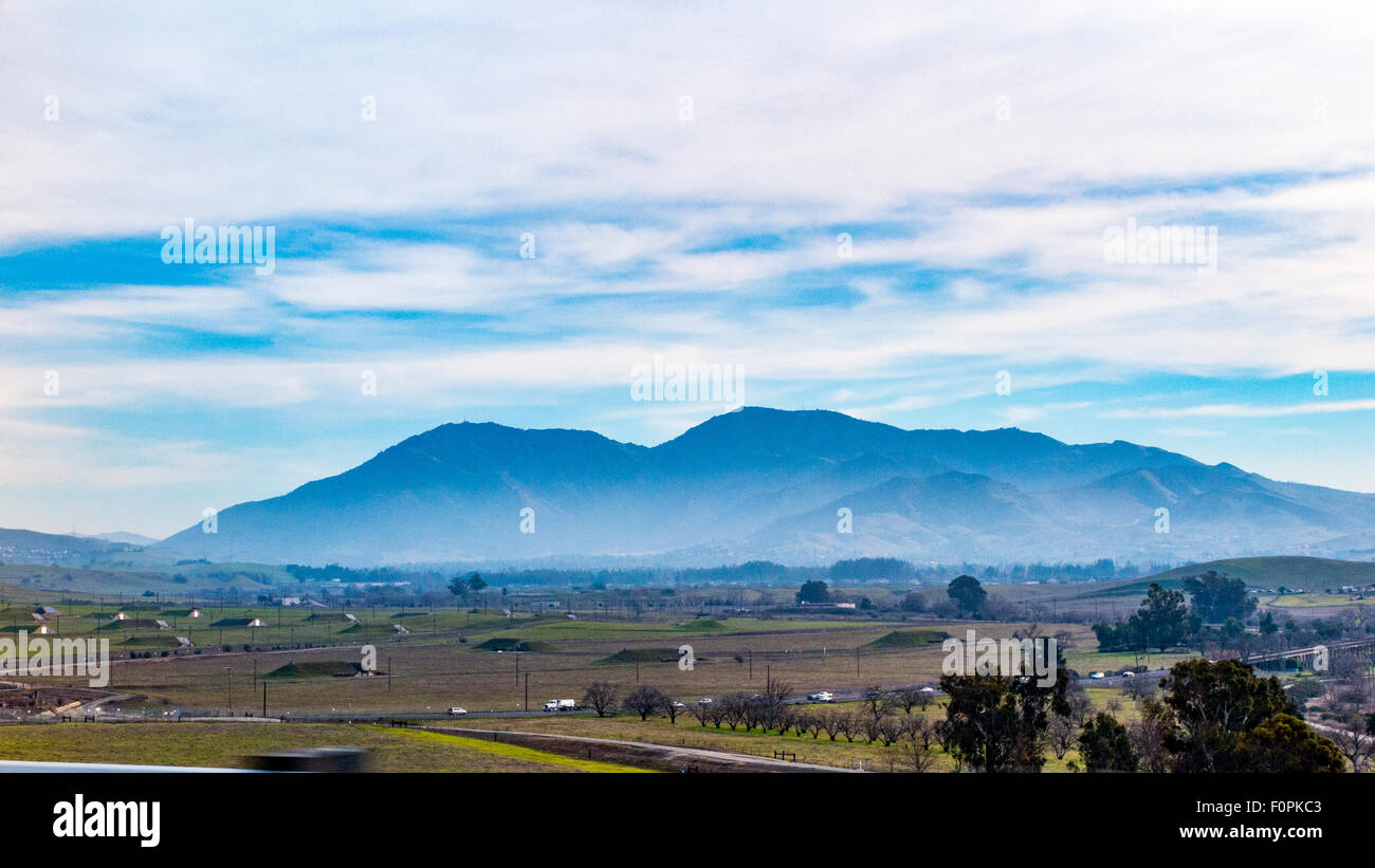 Concord Naval Weapons Station and Mount Diablo in California along Suisun bay Stock Photo
