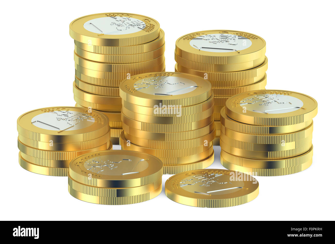 Stack of Euro coins isolated on white background Stock Photo - Alamy