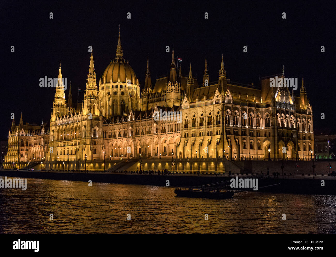 Parliament Building, Budapest, Hungary, at night Stock Photo