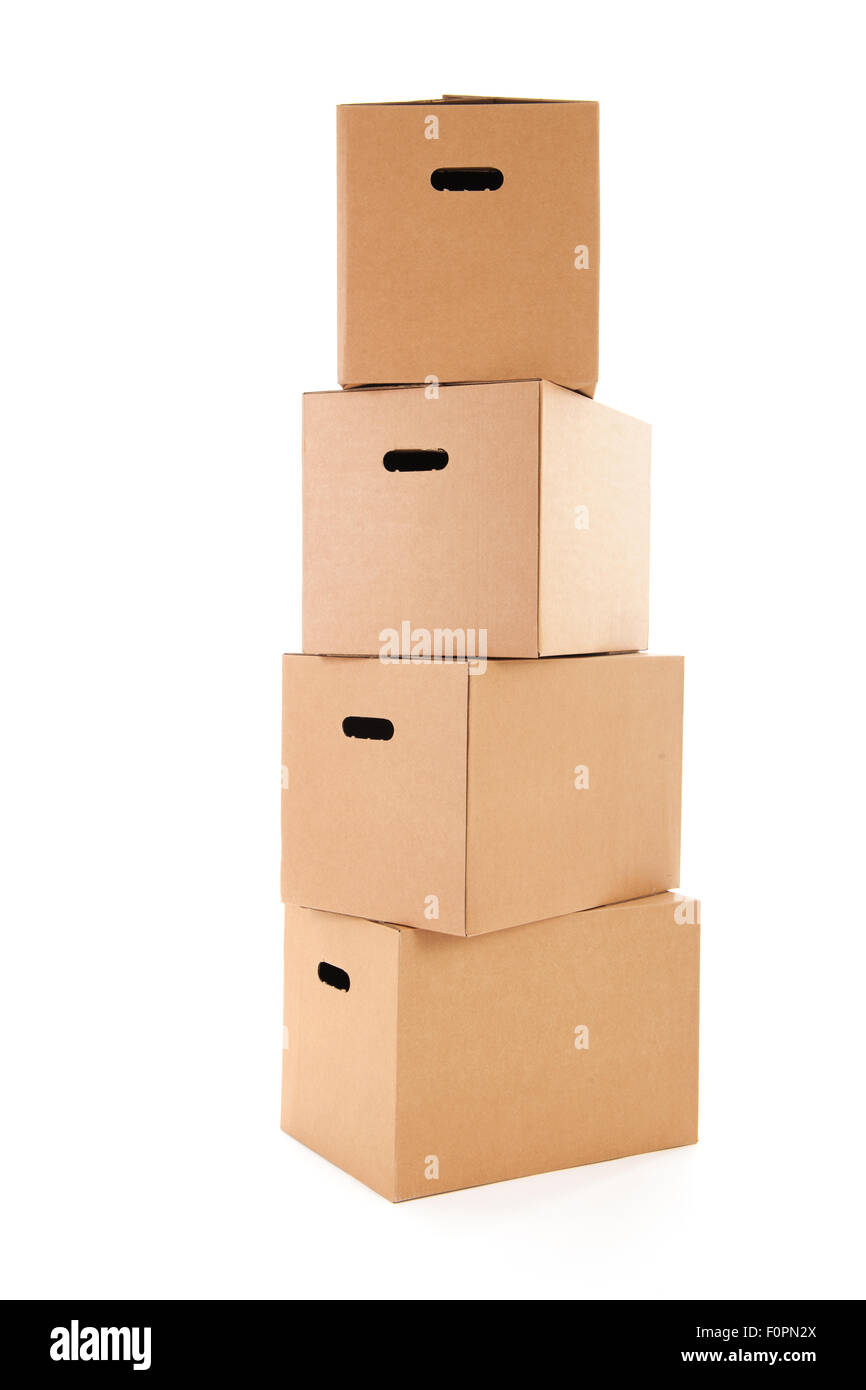several carton boxes isolated over white background Stock Photo - Alamy