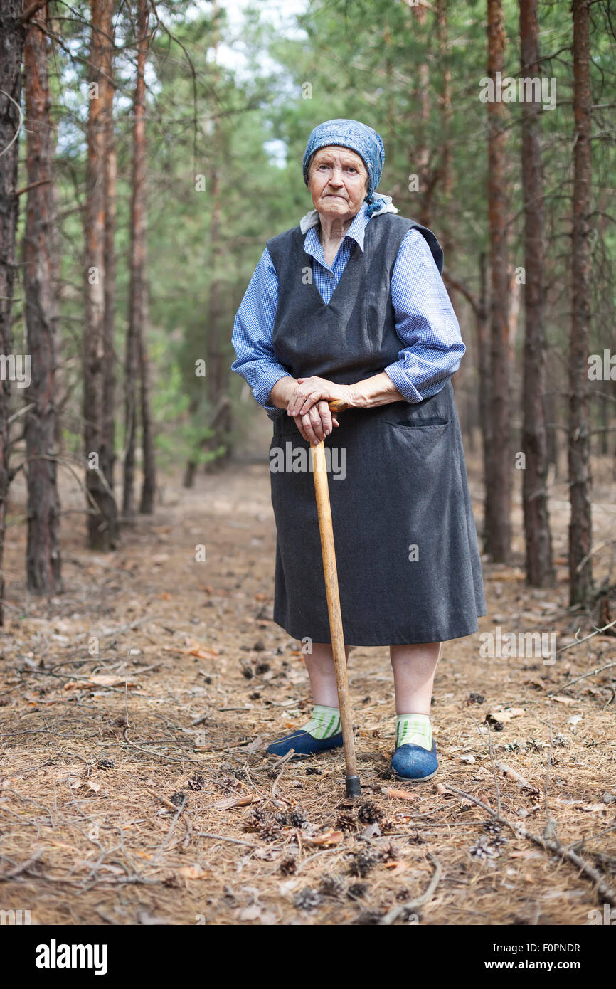 Portrait of an aged woman outdoors Stock Photo