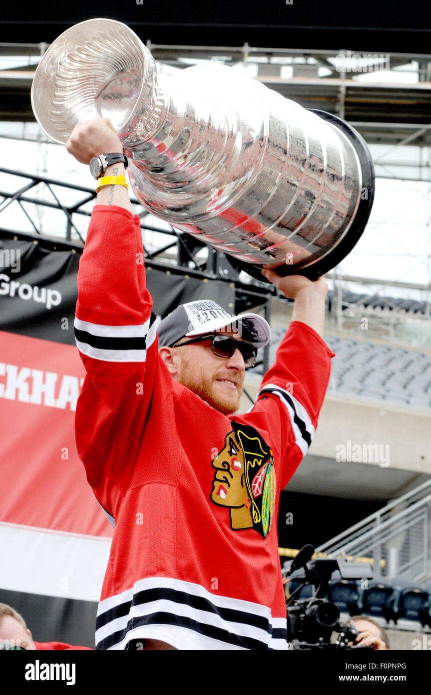 Chicago Blackhawks Stanley Cup Championship Rally at Soldier Field on June 18, 2015 in Chicago, IL, USA  Featuring: Marian Hossa Where: Chicago, Illinois, United States When: 18 Jun 2015 Stock Photo