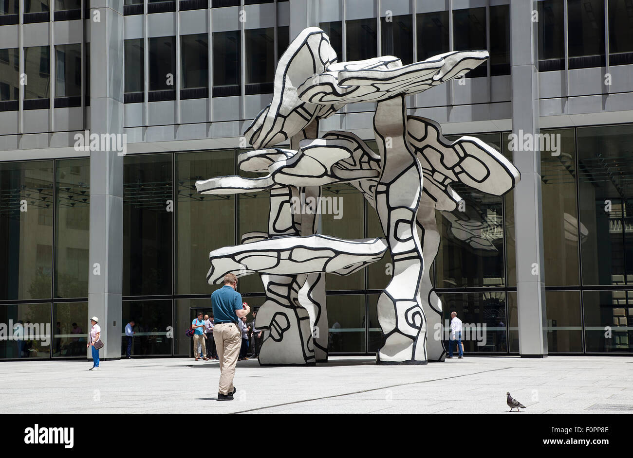 USA, New York State, New York City, Manhattan, Jean Dubuffet's sculpture  Group Of Four Trees outside the offices of Chase Stock Photo - Alamy