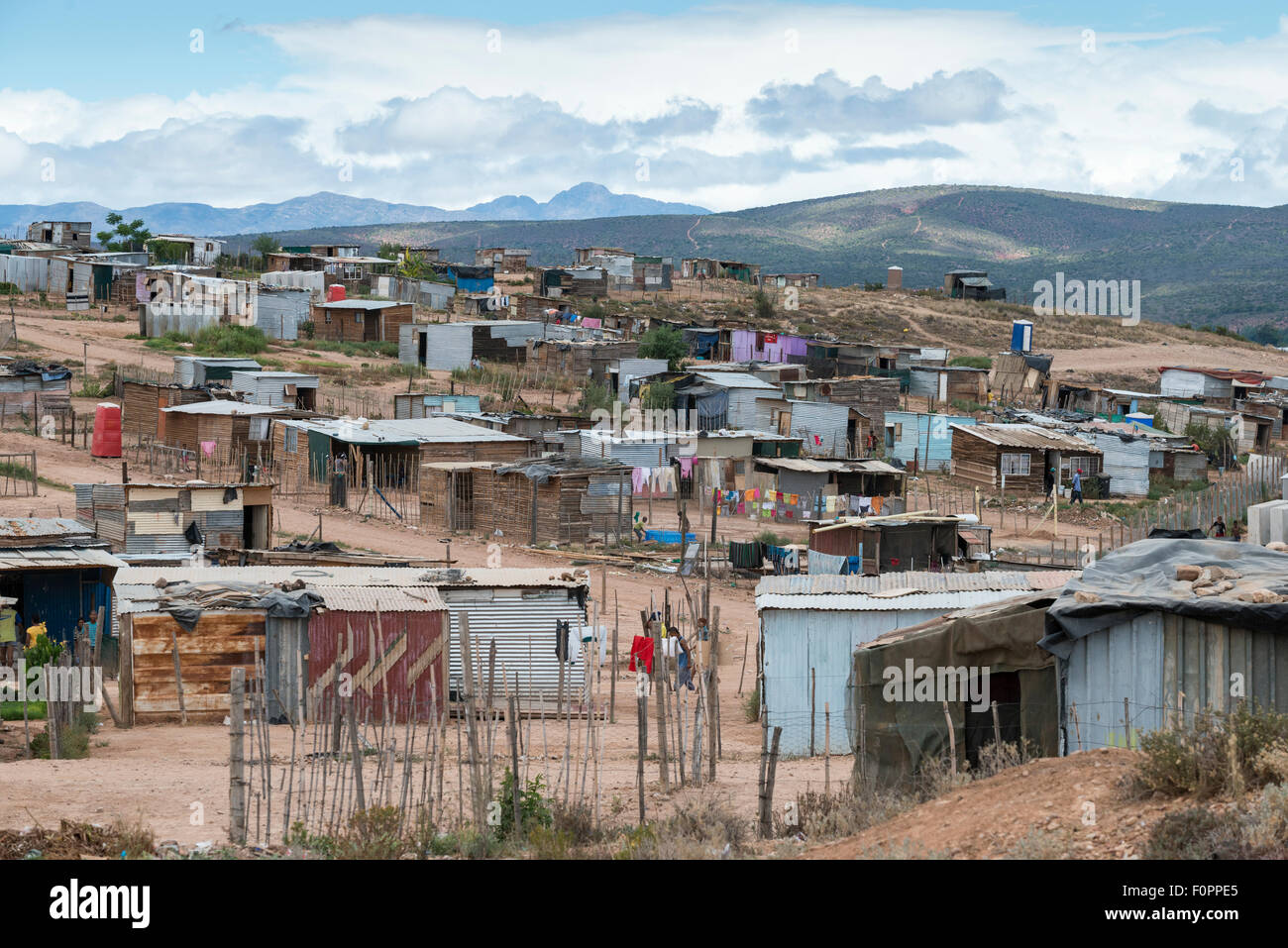 Sheds in a township in Oudtshorn, Western Cape, South Africa Stock Photo