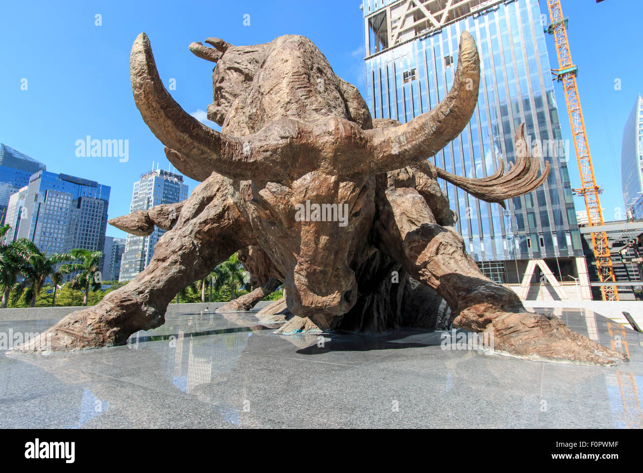 Shenzhen, China - August 19,2015: Stock market building in Shenzhen, one of the three stock markets in China, with the copper bu Stock Photo