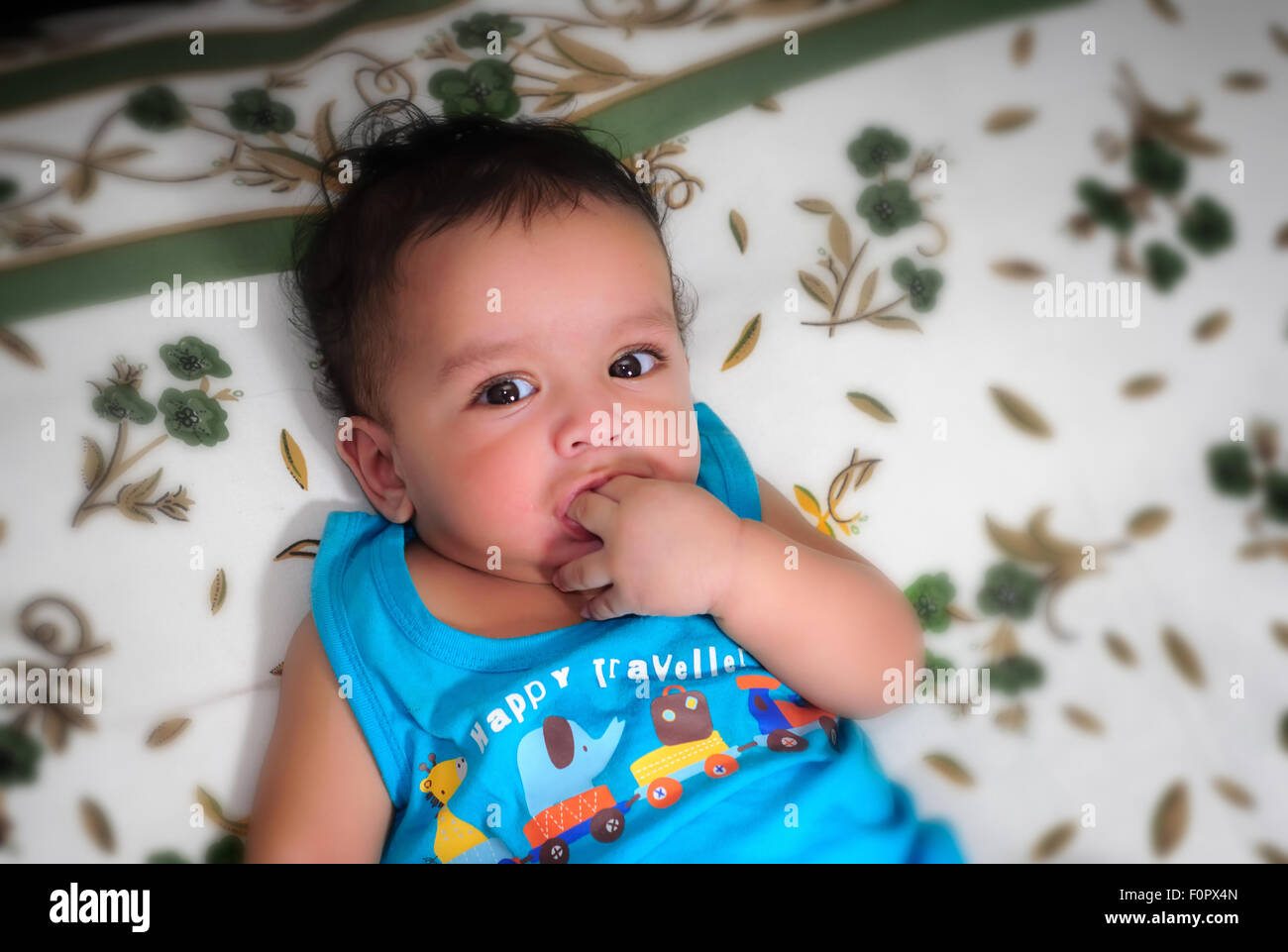 Close up portraits of a cute, beautiful Bengali baby boy in different moods with copy space Stock Photo