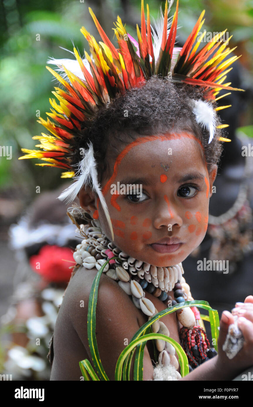 Cute Papua New Guinea girl in refinery Stock Photo