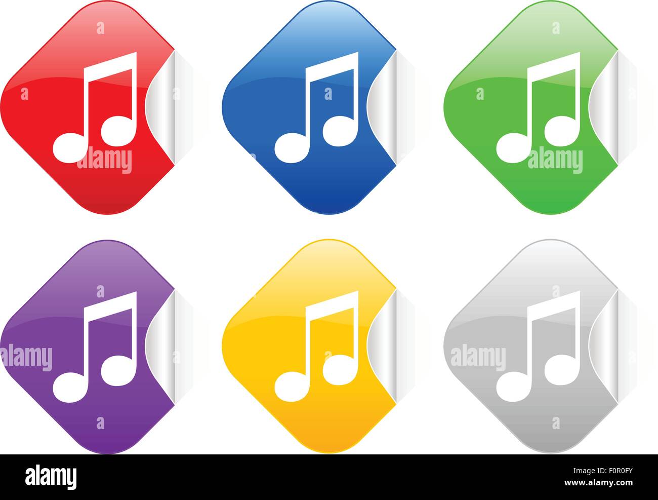 Square stickers set on a white background. Vector illustration Stock ...