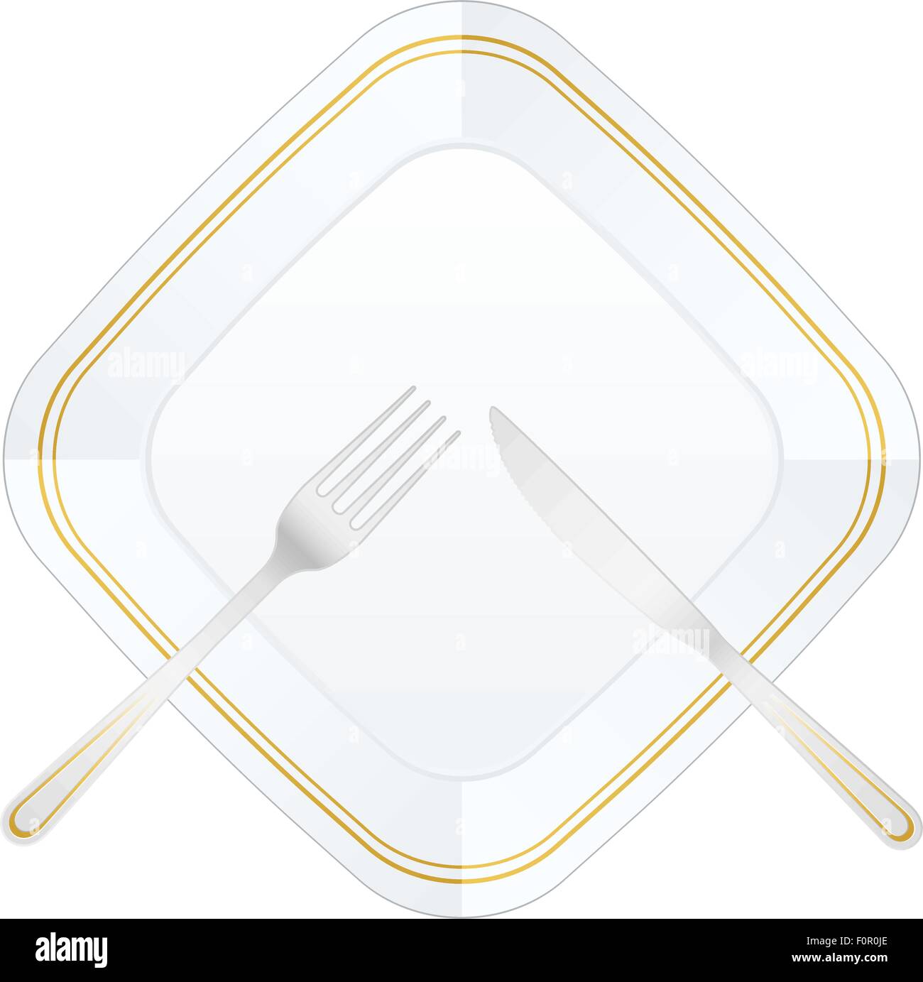 Knife fork and plate Stock Vector Images - Alamy