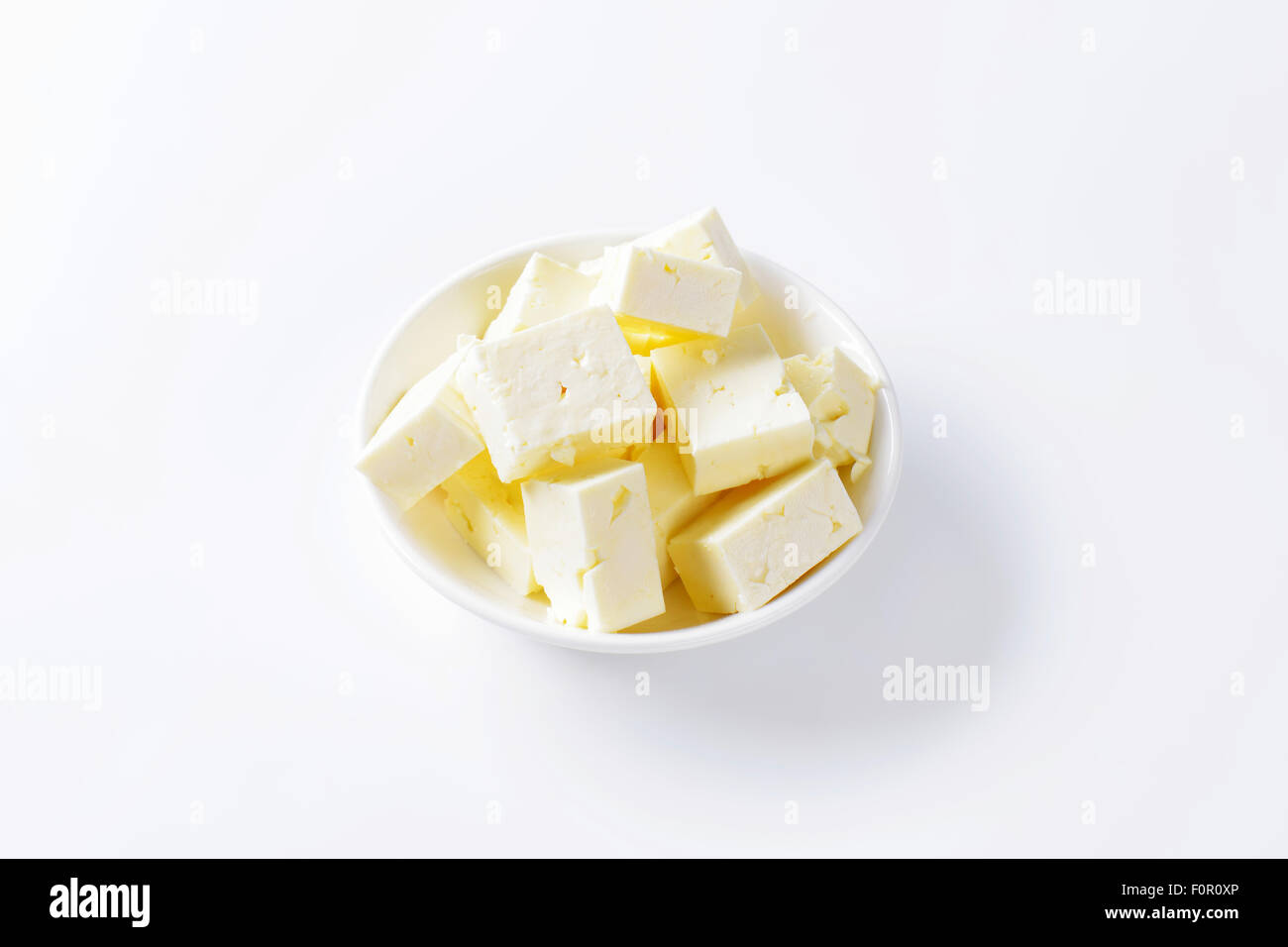 bowl of feta cheese cubes Stock Photo Alamy