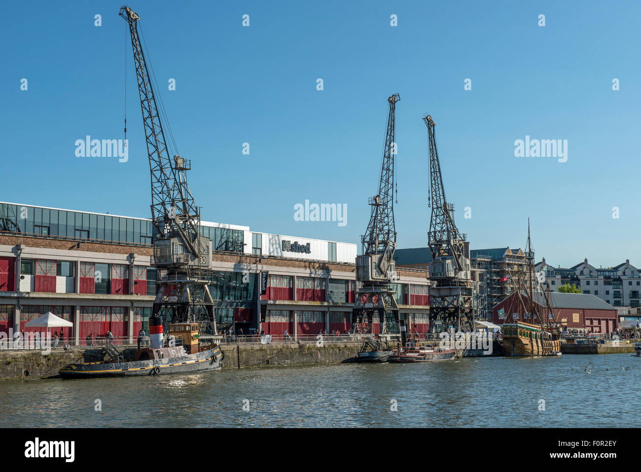 Bristol Harbour Area during Harbour Festival showing the M Shed and Cranes Stock Photo