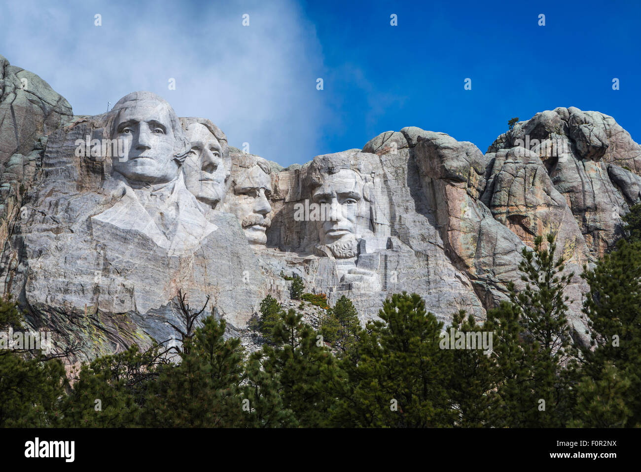 Mount Rushmore National Memorial is a sculpture carved into the granite face of Mount Rushmore
