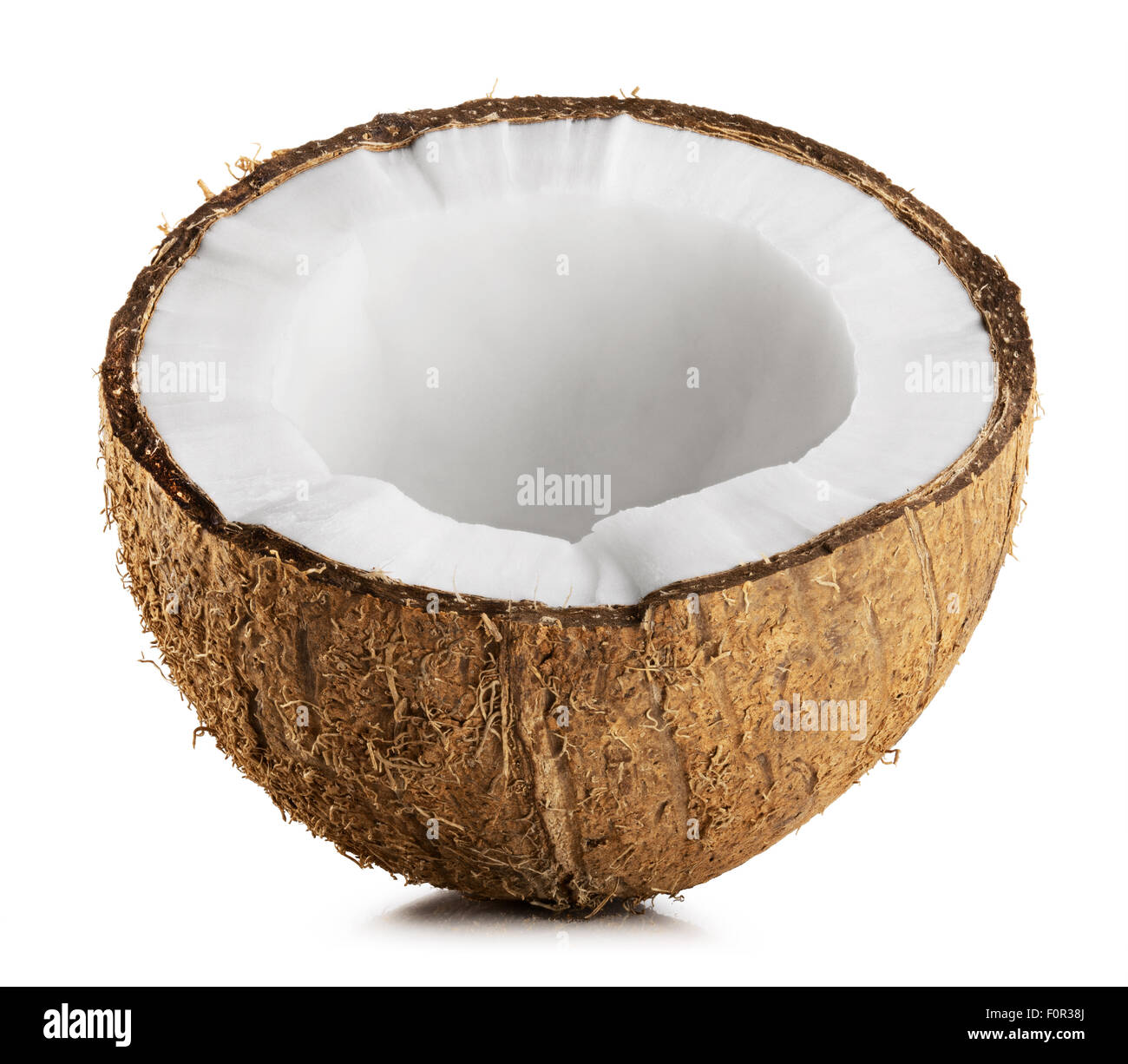 Half coconut isolated on a white Background Stock Photo - Alamy