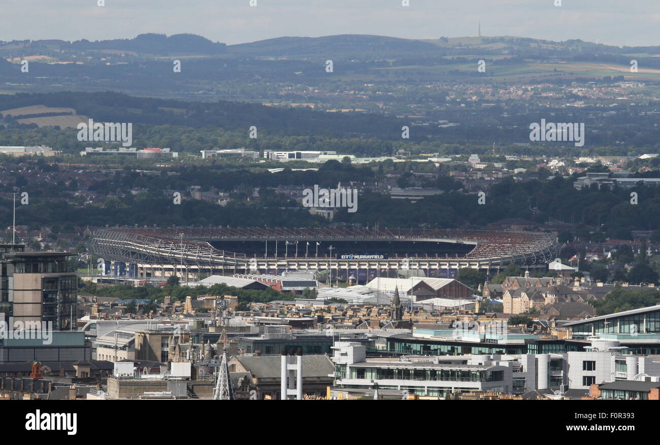 Elevated view of Murrayfield Rugby Stadium Edinburgh Scotland  August 2015 Stock Photo