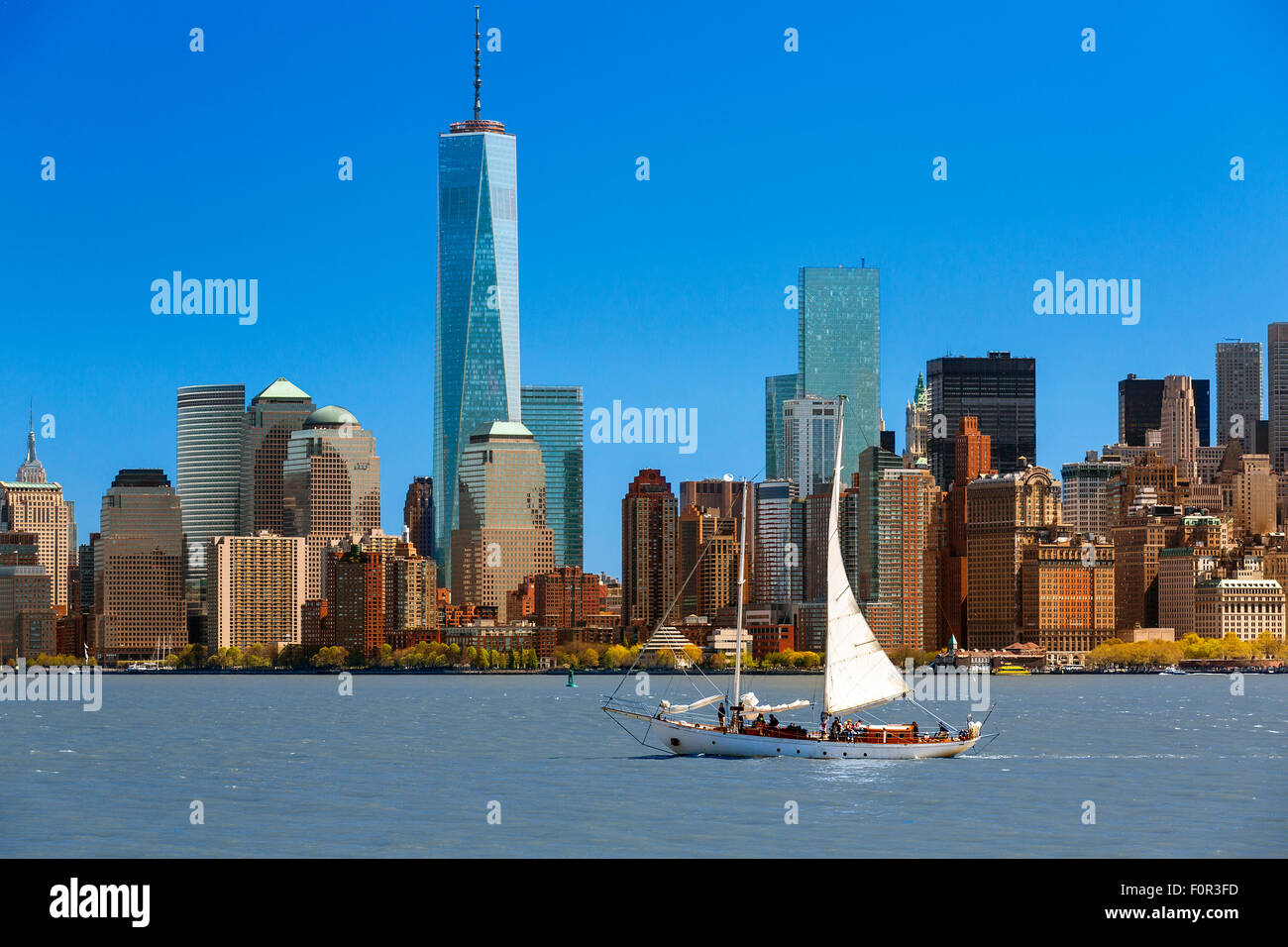 Panoramic of New York City with One World Trade Center Stock Photo