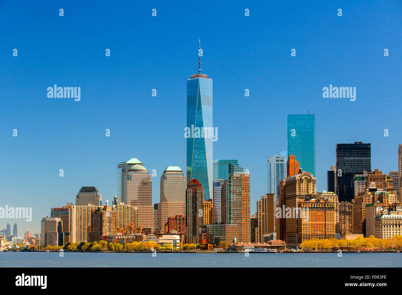 Panoramic of New York City with One World Trade Center Stock Photo