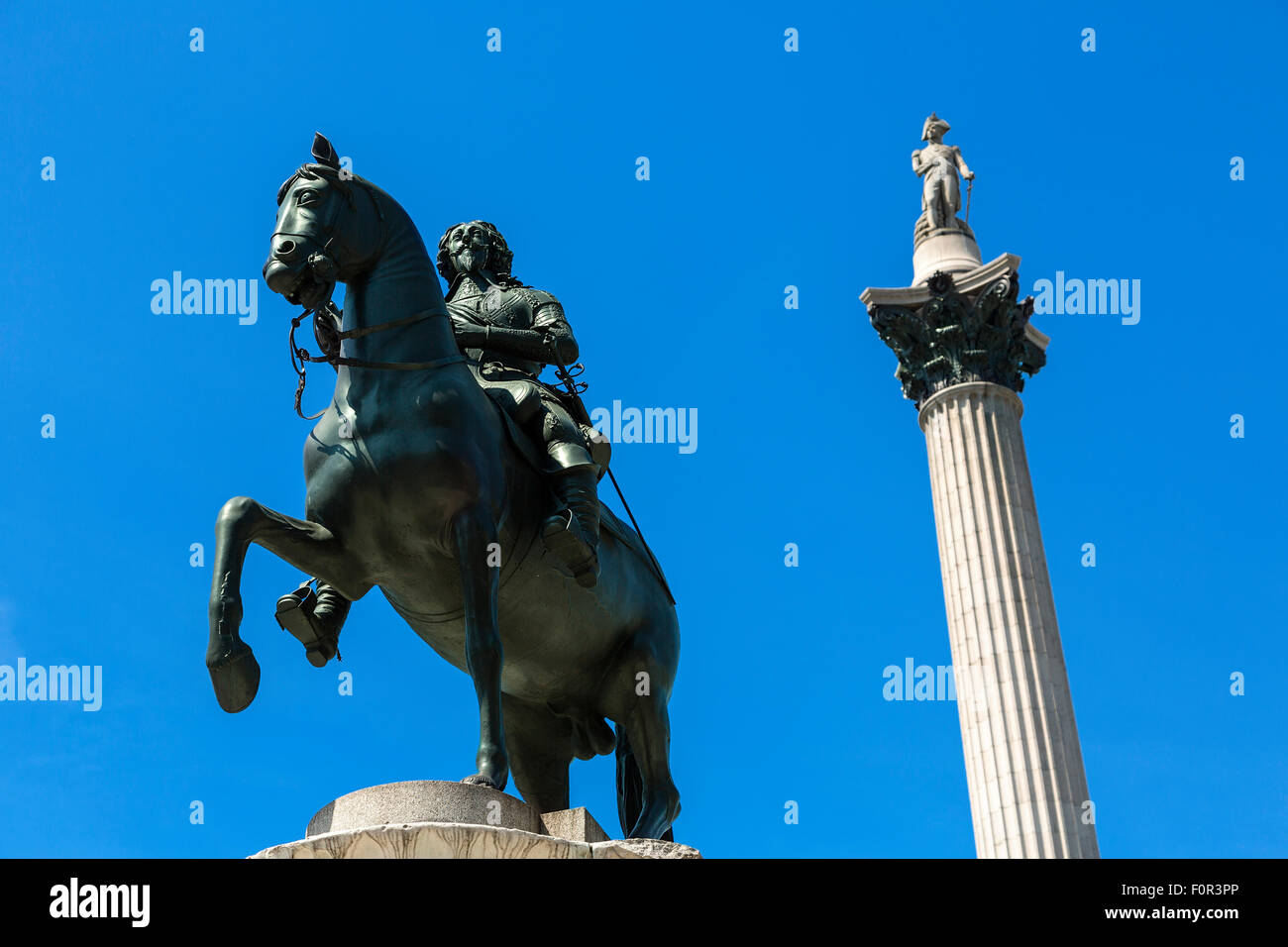 London, Trafalgar Square and Nelson's column Stock Photo