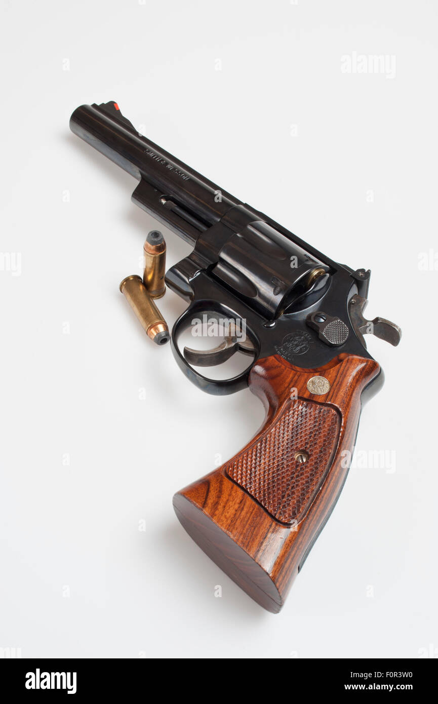 Handgun and ammunition Stock Photo