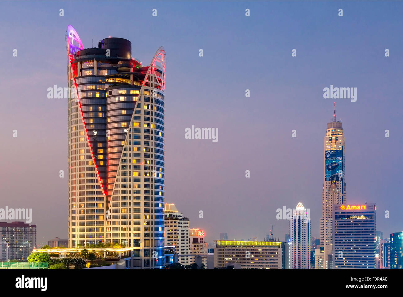 Bangkok Skyline with Centara Grand Tower and Baiyoke sky Hotel Stock Photo