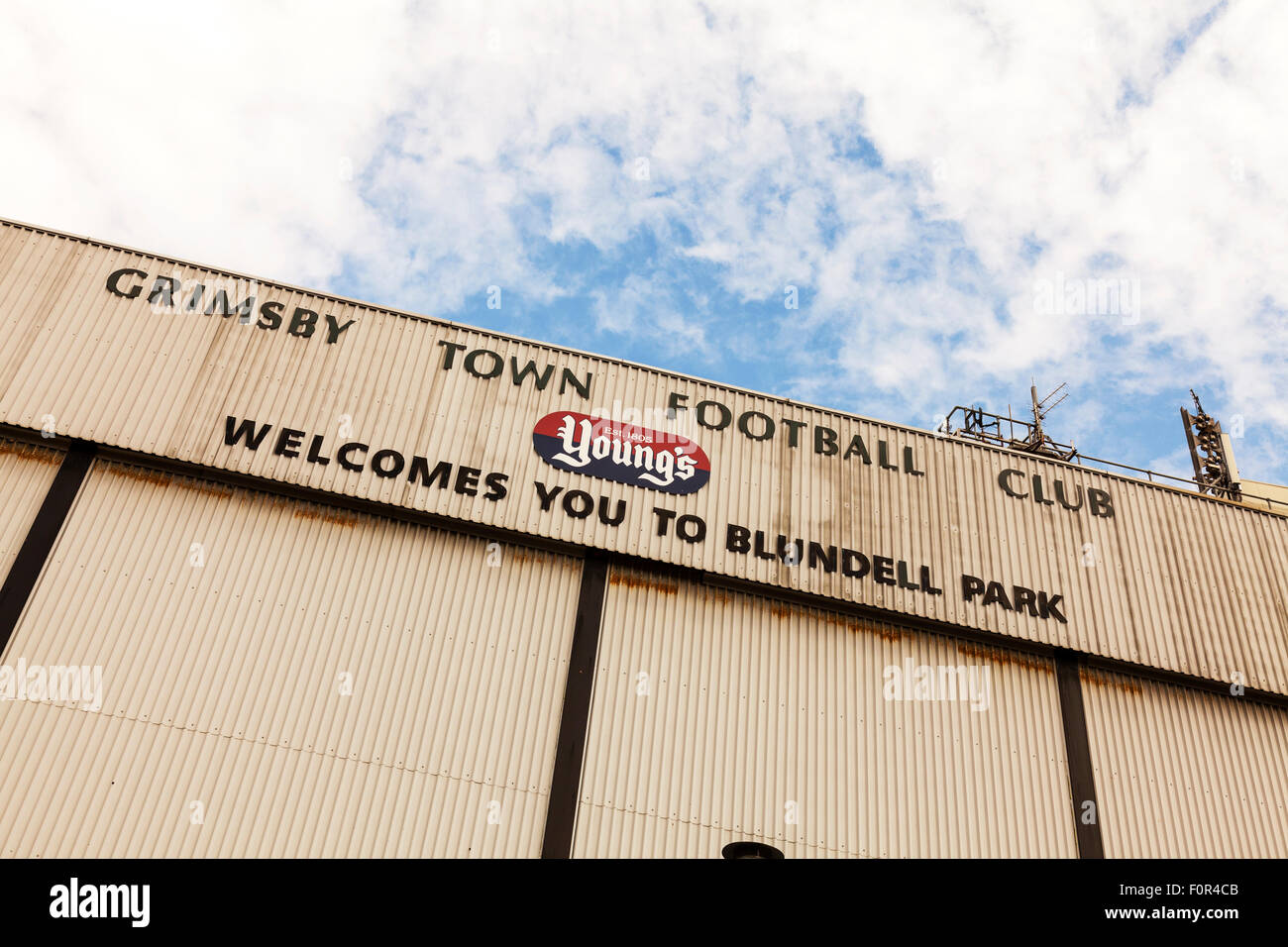 Blundell Park home of Grimsby Town FC football stadium front entrance outside facade exterior Stock Photo