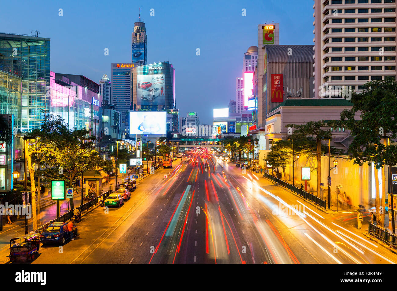 Thailand, Bangkok, Traffic on Ratchadamri Road Stock Photo