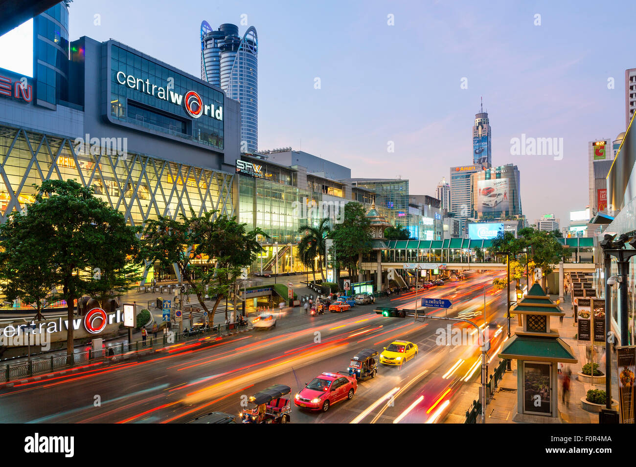 Thailand, Bangkok, Traffic on Ratchadamri Road Stock Photo