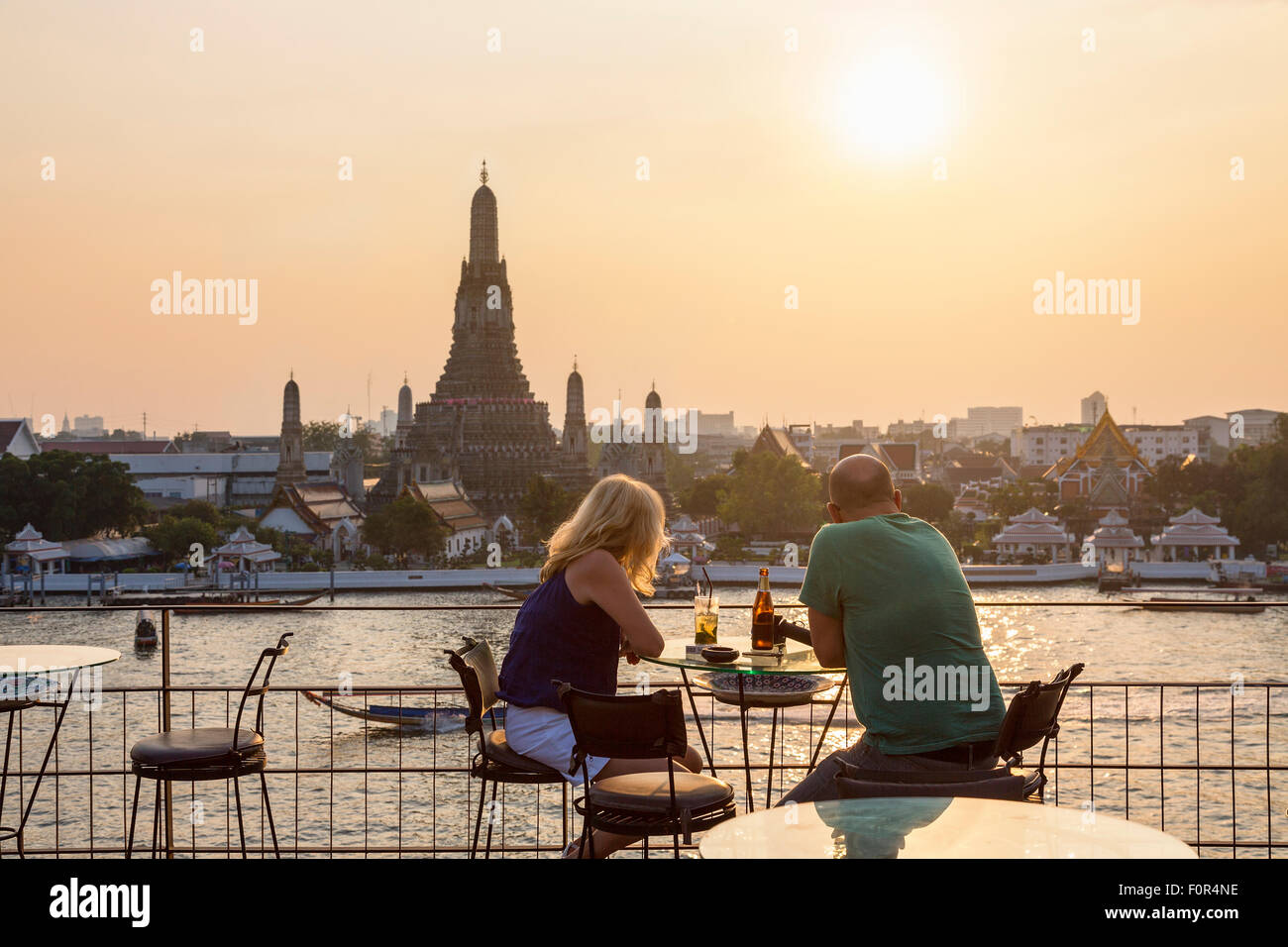 Thailand, Bangkok, Wat Arun at sunset Stock Photo