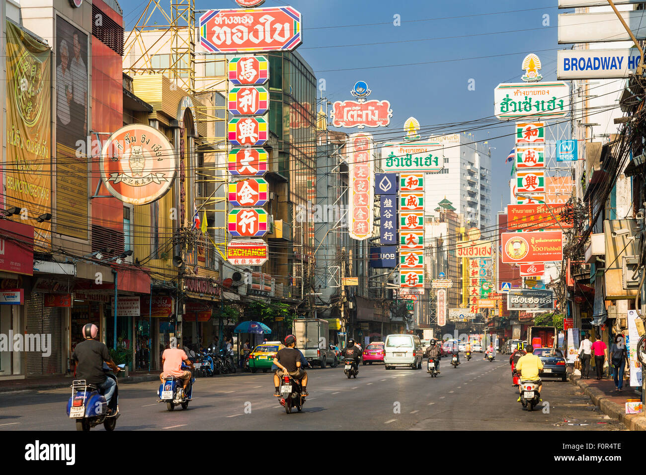 Thailand, Bangkok, Chinatown, Traffic on Yaowarat Road Stock Photo