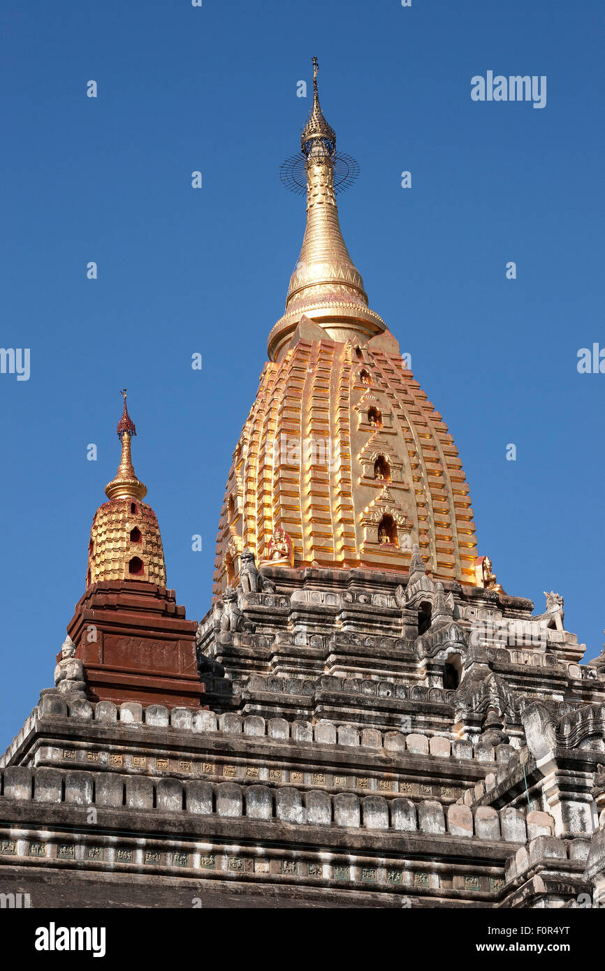 Golden stupa of the Ananda Temple, Pagoda, Bagan, Mandalay Division, Myanmar Stock Photo