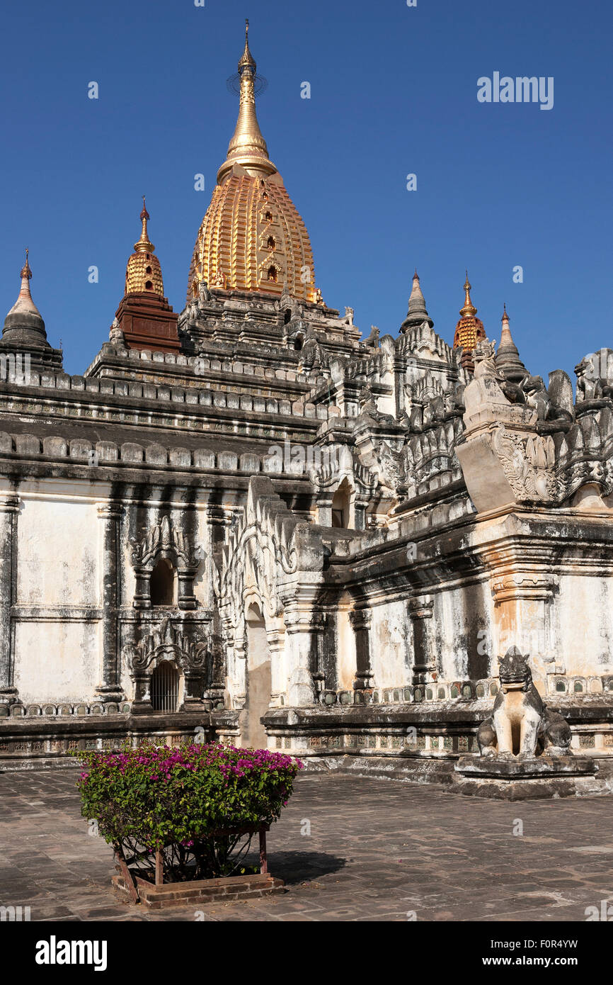 Ananda Temple with golden stupa, pagoda, Bagan, Mandalay Division, Myanmar Stock Photo