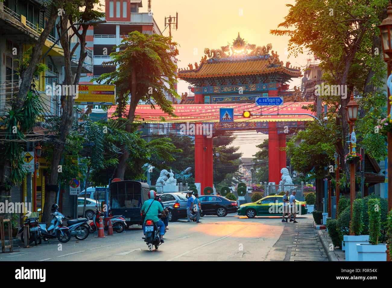 Thailand, Bangkok,  Chinatown District Gate Stock Photo