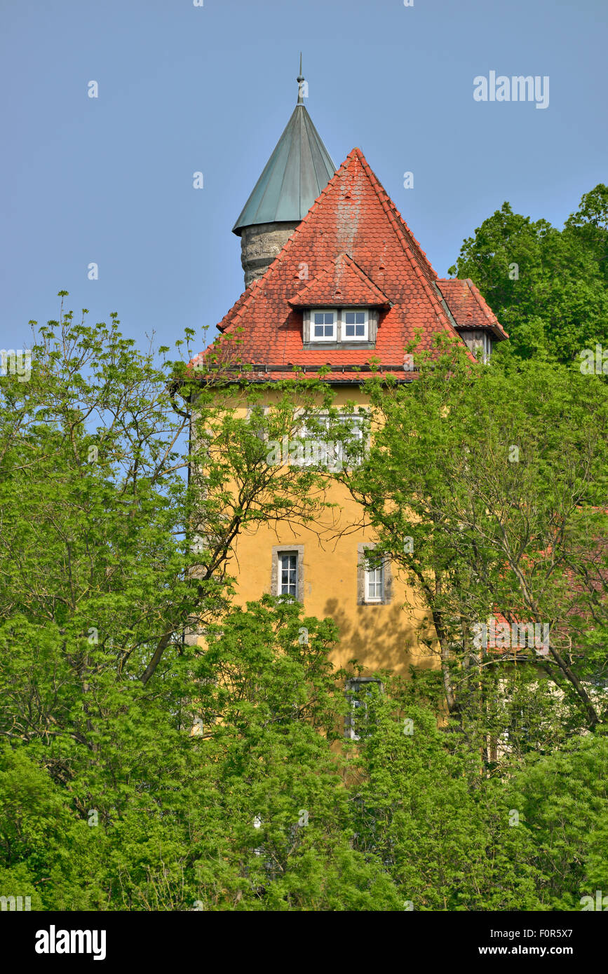 Castle Burleswagen in Jagsttal, Municipality of Satteldorf, Baden-Württemberg, Germany Stock Photo
