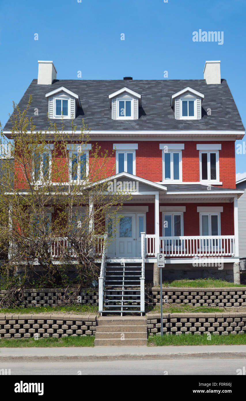 Quebec, Trois Rivieres, typical houses in street Stock Photo Alamy
