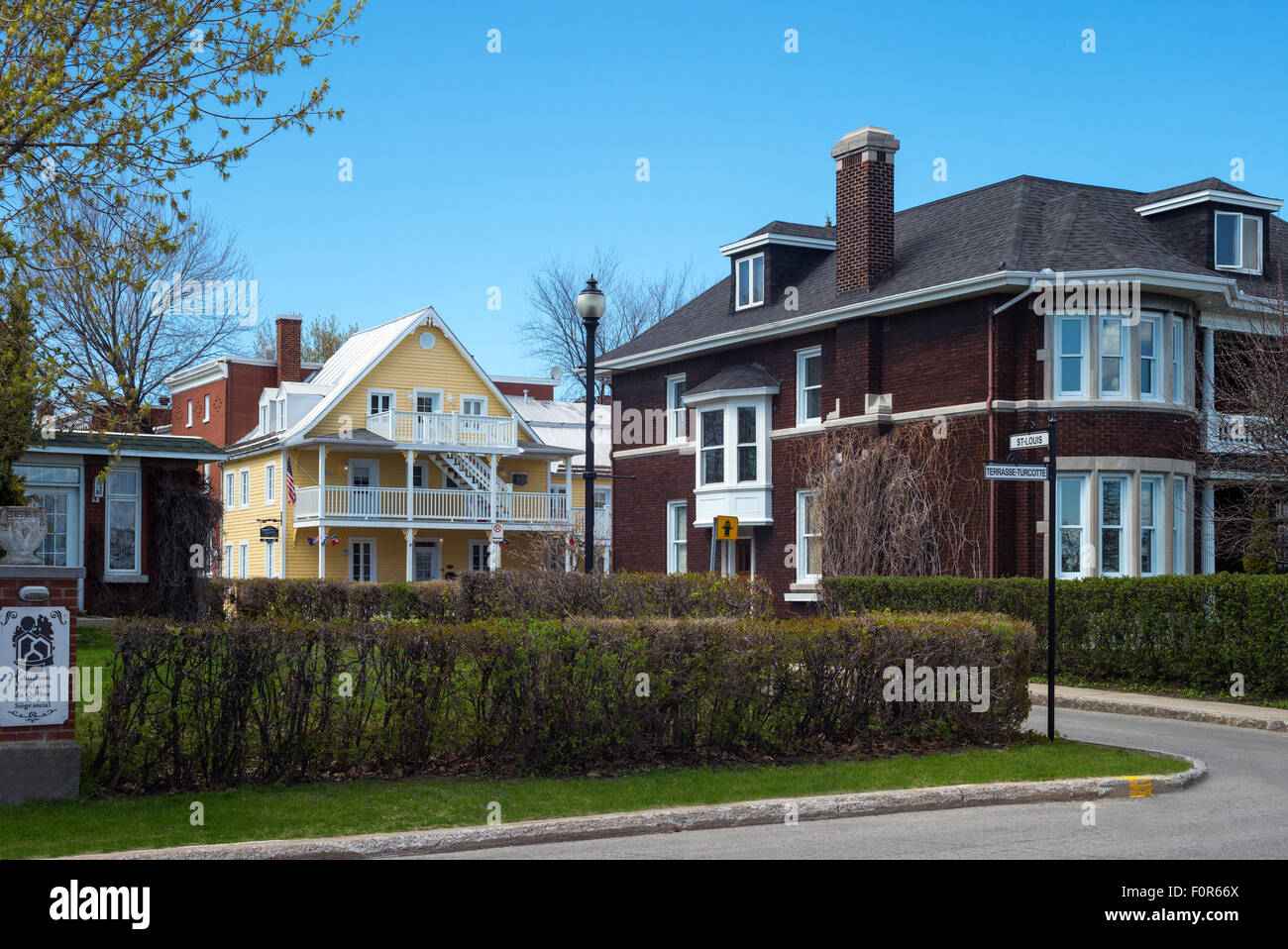 Quebec, Trois Rivieres, traditional houses in De Casernes street Stock