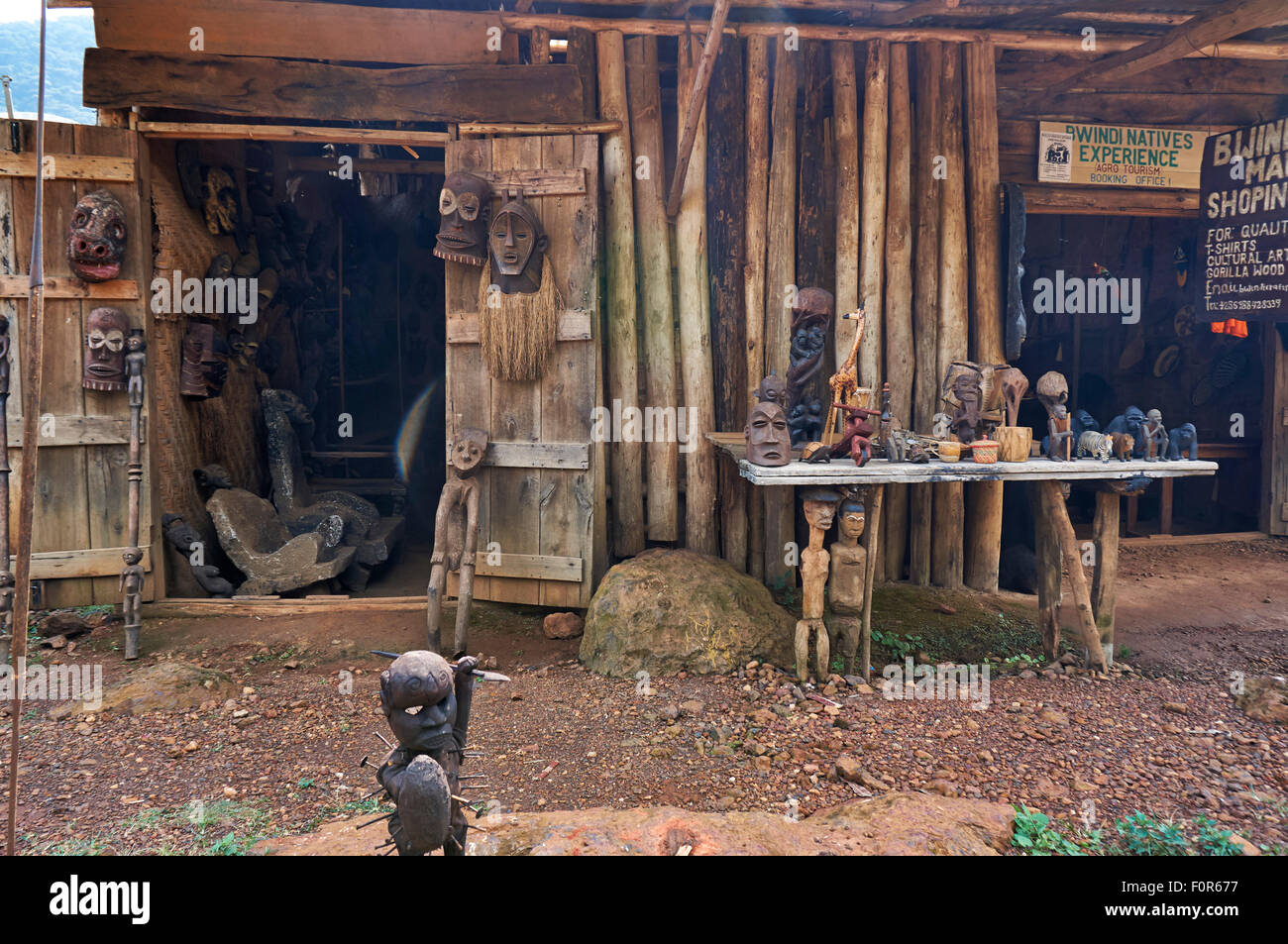 craft shop, Buhoma, Bwindi Impenetrable National Park, Uganda, Africa Stock Photo