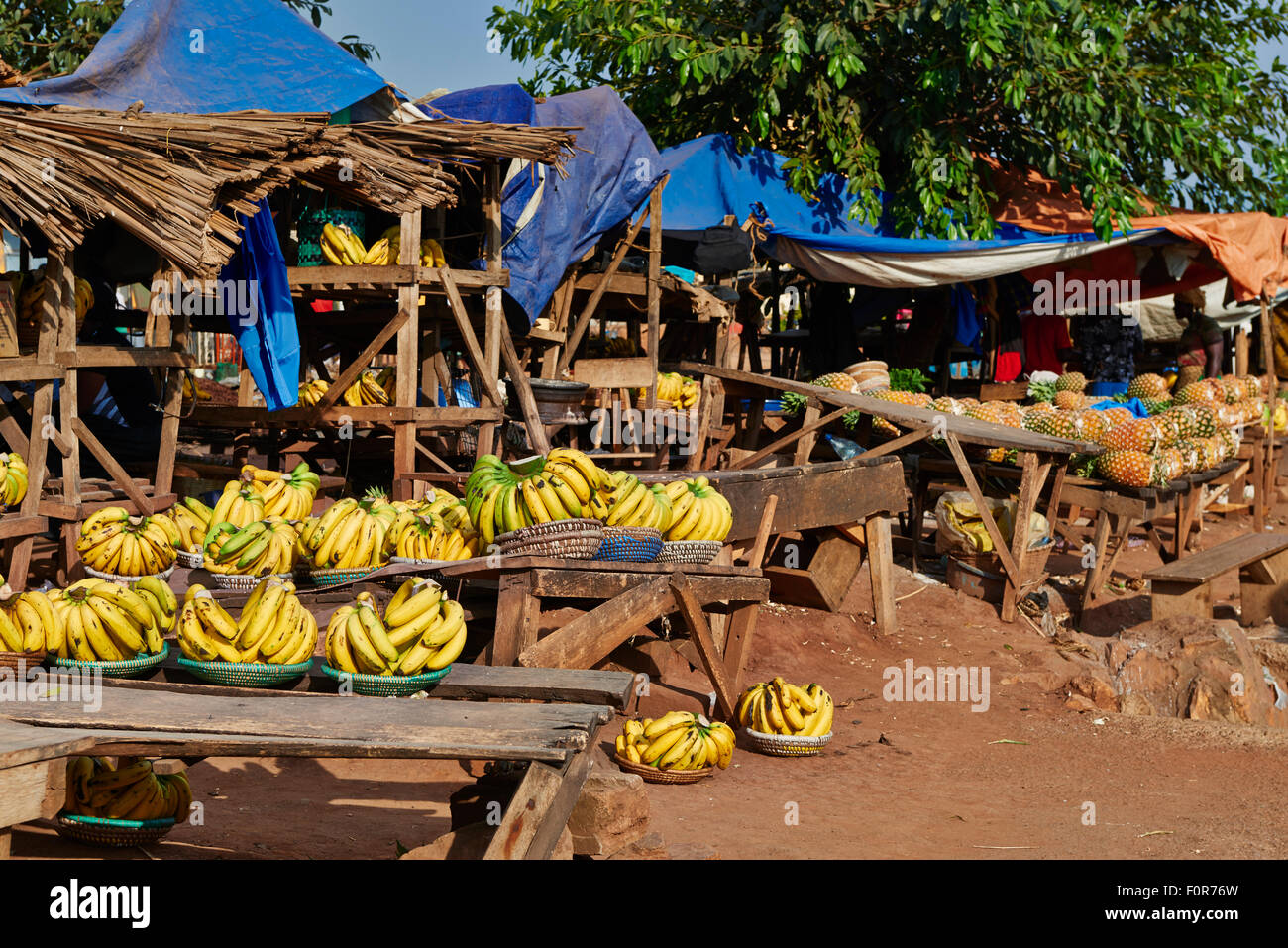 market stalls with pineapple and bananas, Uganda, Africa Stock Photo