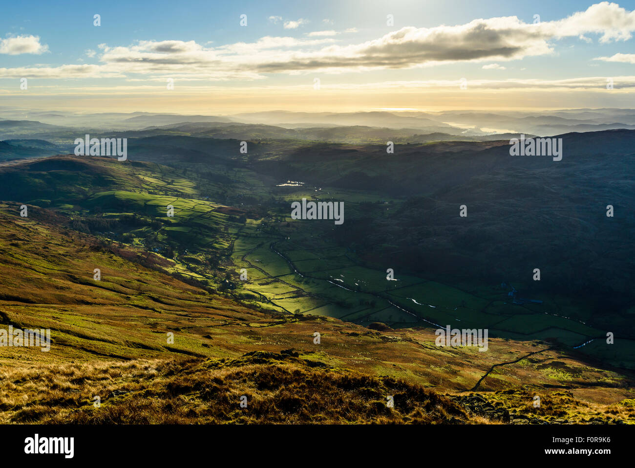 Temperature inversion over Kentmere valley Lake District from slopes of ...