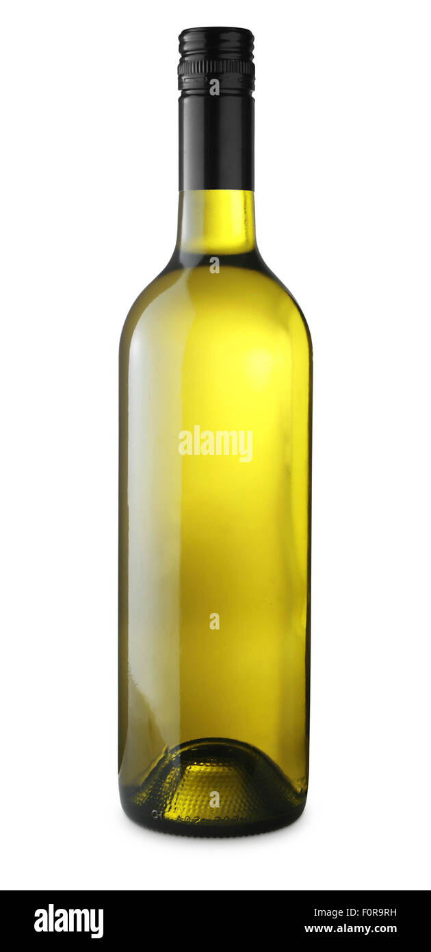 White wine bottle isolated on white with clipping path Stock Photo