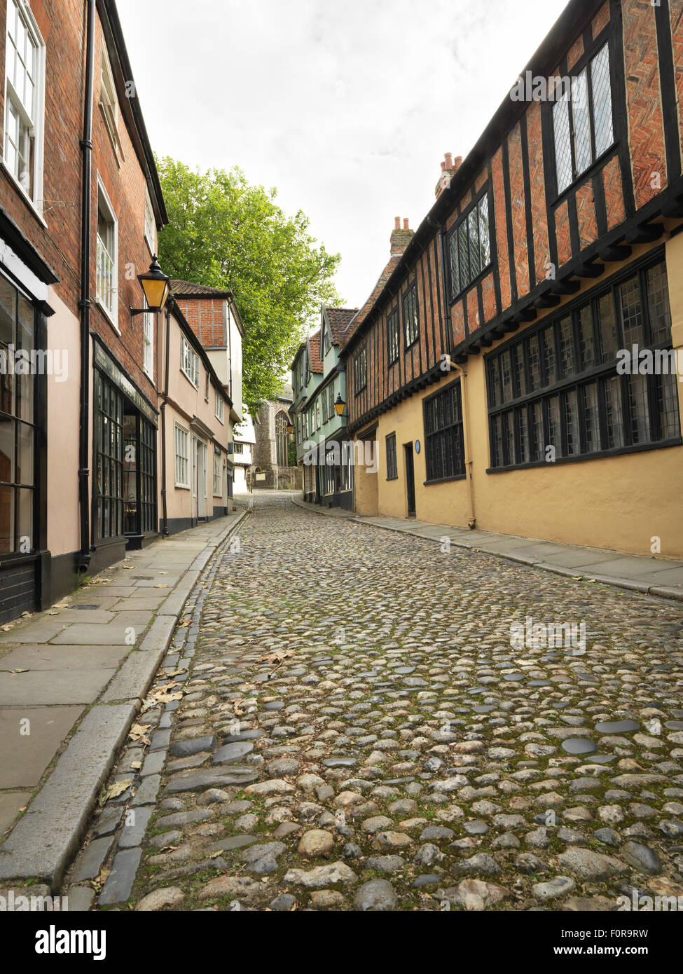 Shot of elm hill, a historic part of Norwich in Norfolk UK Stock Photo