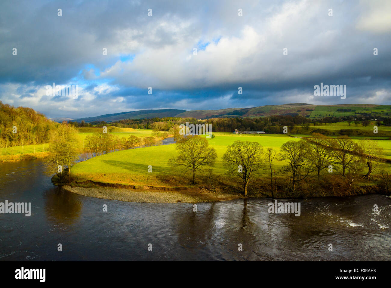 View over the River Lune at Kirkby Lonsdale Cumbria, often known as “Ruskin’s View” Stock Photo