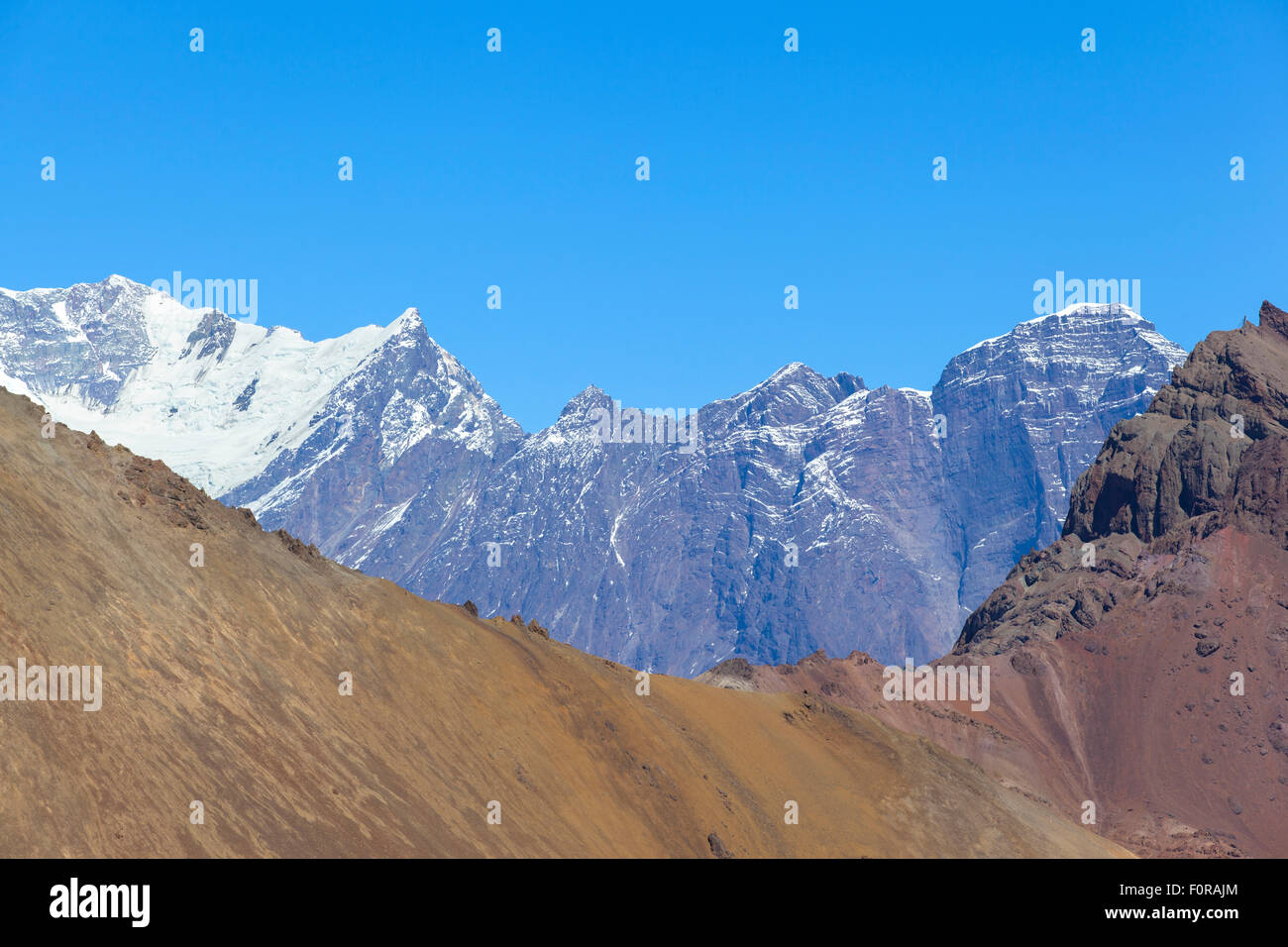 Cordillera de los Andes, seen from 'La Cumbre' pass (3832 m). Mendoza province, Argentina. Stock Photo